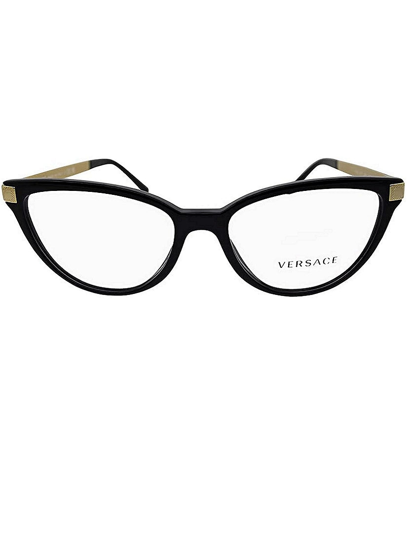 Versace VE 3271 GB1 Black Cat-Eye Glasses Logo Stamped