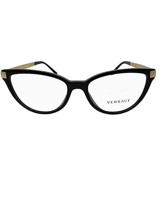 Versace VE 3271 GB1 Black Cat-Eye Glasses Logo Stamped
