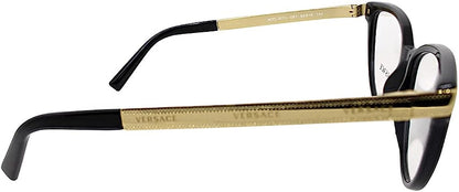 Versace VE 3271 GB1 Black Cat-Eye Glasses Logo Stamped