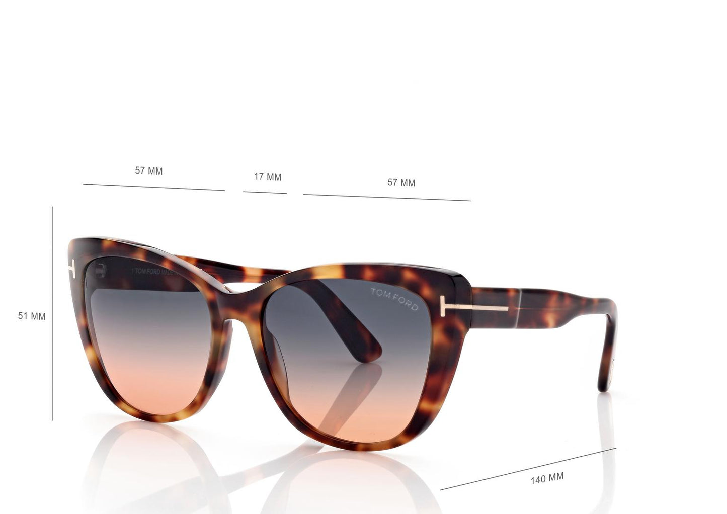 TOM FORD NORA Gradient Cat Eye SUNGLASSES