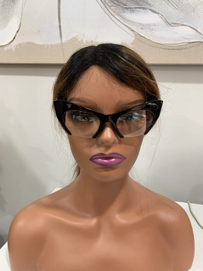 Cat Eyeglasses Frame, Black Retro Square