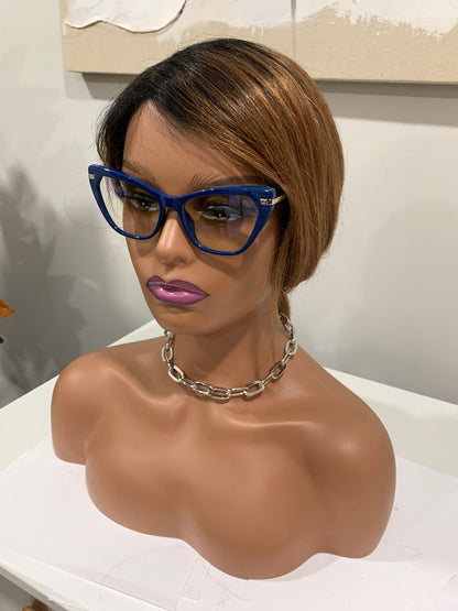 Stylish Blue Unisex Cat Eyeglasses, Spectacle frame